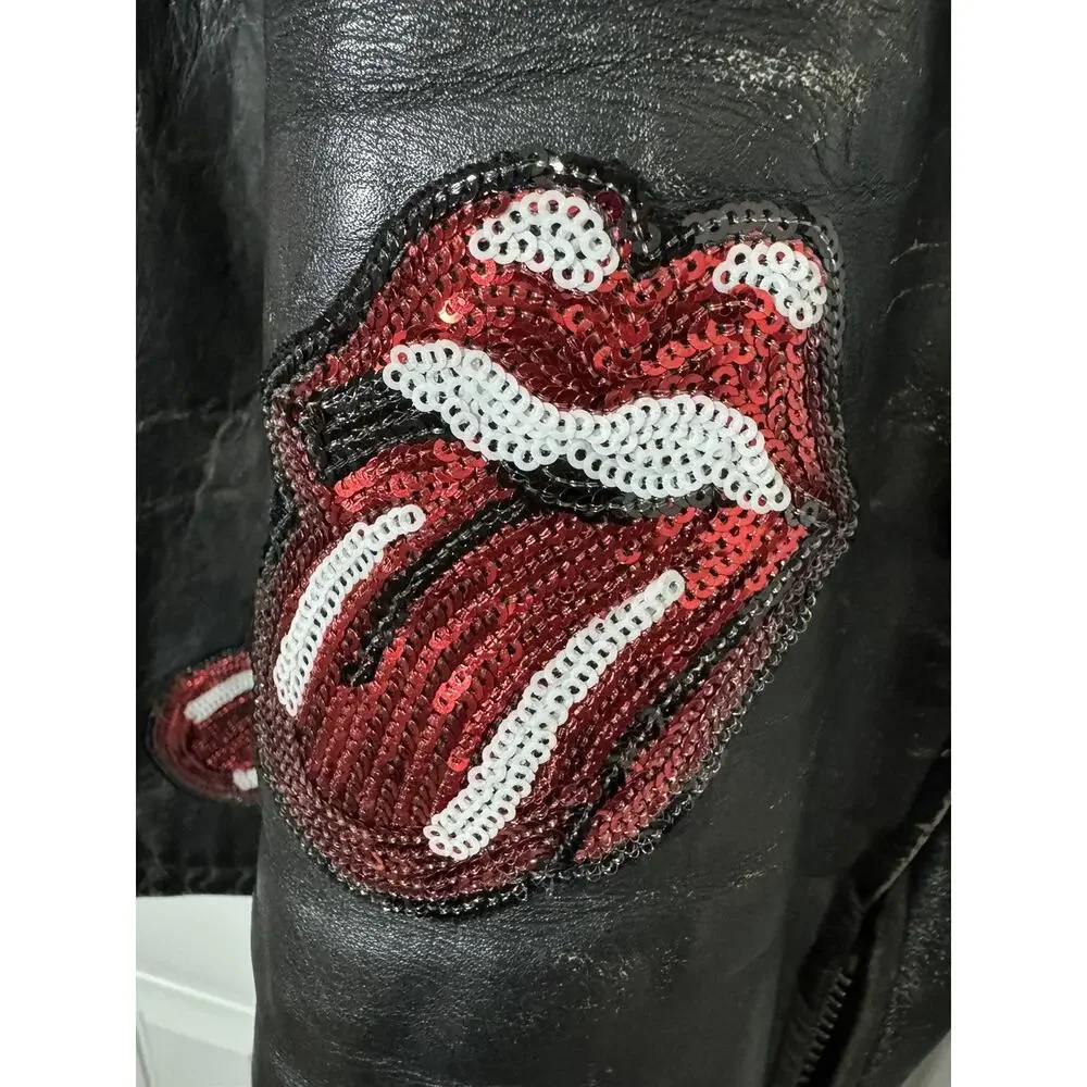 NWT 1 of a Kind MadeWorn Rolling Stones Leather Jacket - Picture 9 of 16